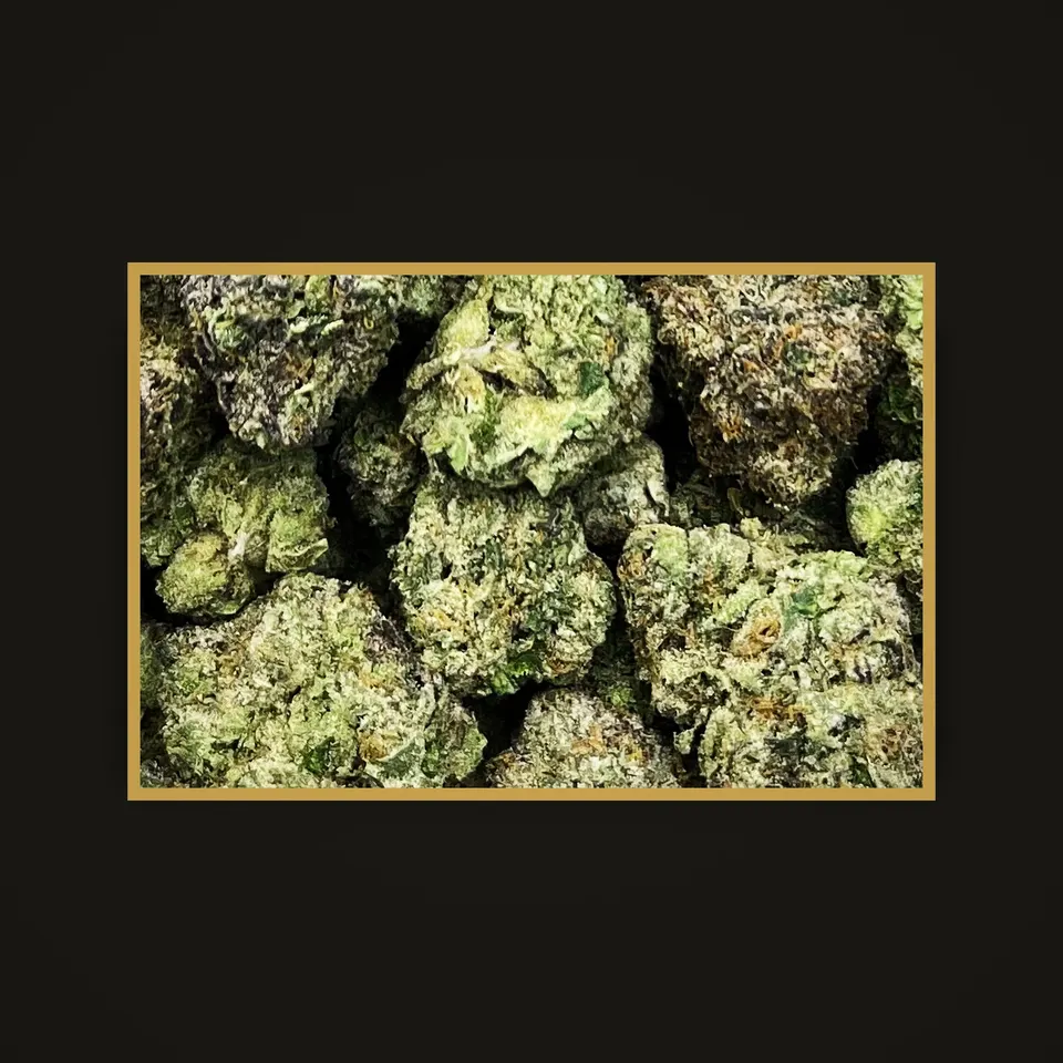 Archive Runtz THC flower (hemp THCA), indoor, framed in brass